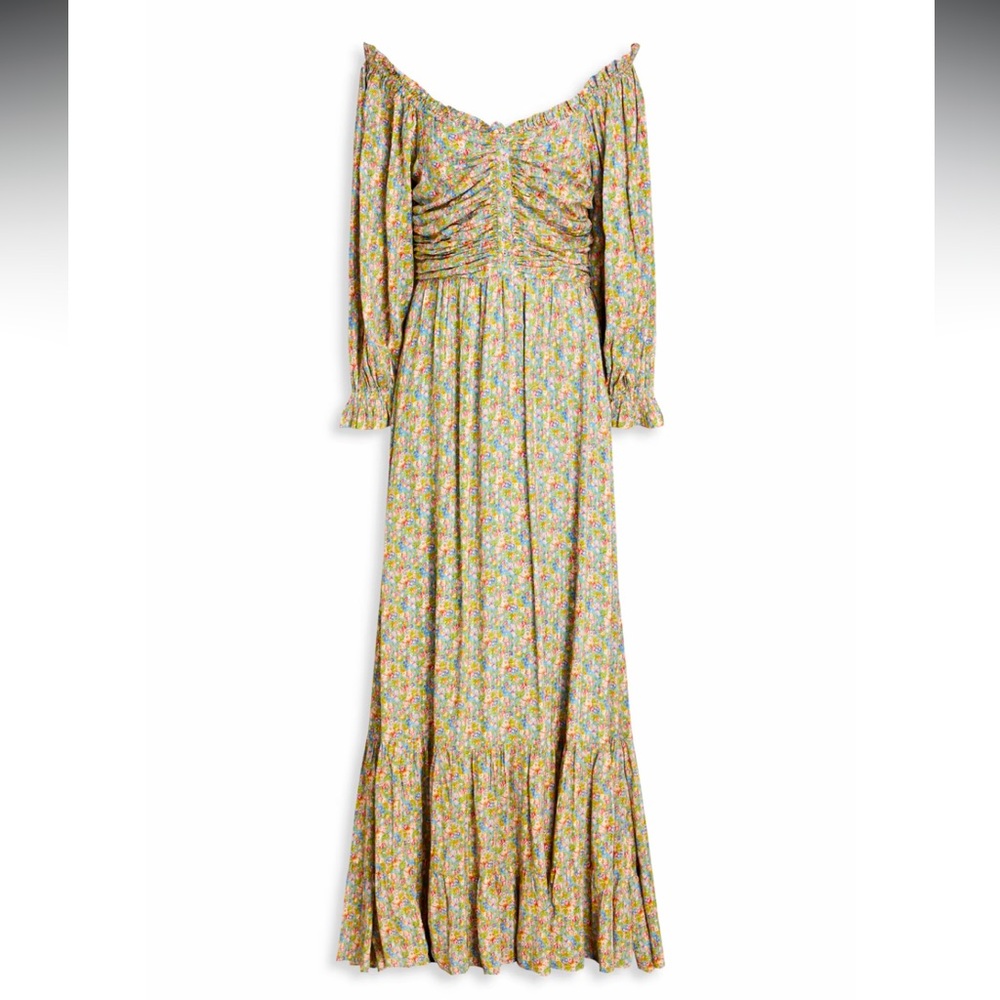 byTiMo Ruched Floral Print Jacquard Maxi Dress